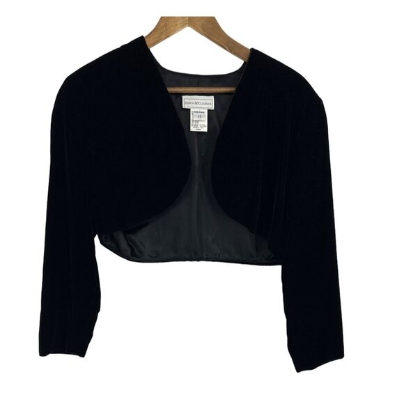 Jessica McClintock Long Sleeve Open Front Velvet Shrug Size 10 - Picture 1 of 6